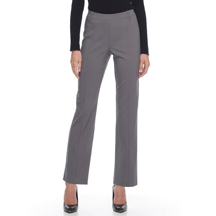 Petite Napa Valley Slimming Solution Straight-leg Dress Pants, Women's, Size: 16 Petite, Dark Grey