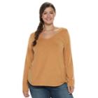 Juniors' Plus Size So&reg; Perfect V-neck Tee, Teens, Size: 2xl, Drk Orange