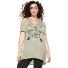 Madden Nyc Juniors' Plus Size Cold Shoulder Swing Tee, Girl's, Size: 3xl, Dark Green