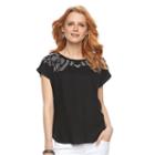 Women's Apt. 9&reg; Embellished Bar Back Tee, Size: Small, Black