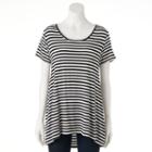 Women's Olivia Sky Striped Ruched High-low Tee, Size: Small, Oxford