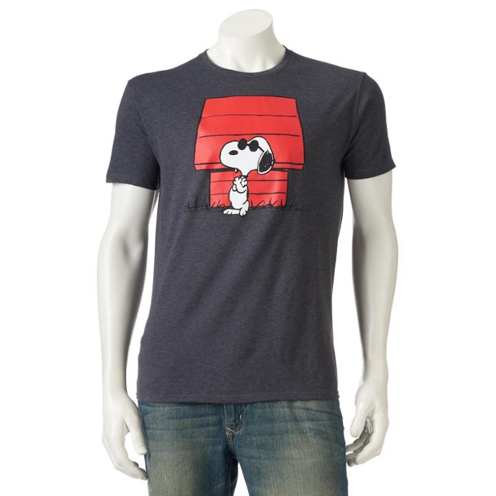 Men's Peanuts Snoopy Cool House Tee, Size: Xxl, Dark Grey