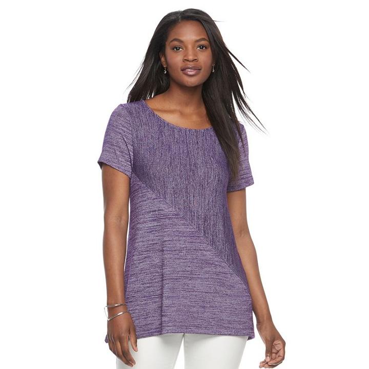 Women's Croft & Barrow&reg; Asymmetrical Handkerchief Tee, Size: Large, Purple