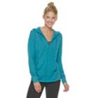 Women's Tek Gear&reg; French Terry Hooded Jacket, Size: Large, Turquoise/blue (turq/aqua)
