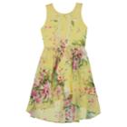 Girls 7-16 Iz Amy Byer Sleeveless Floral Print Crochet High-low Hem Skater Dress, Size: 10, Yellow Floral
