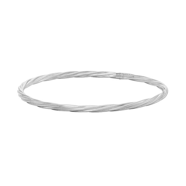 Sterling Silver Twist Bangle Bracelet, Women's, Size: 8, Grey