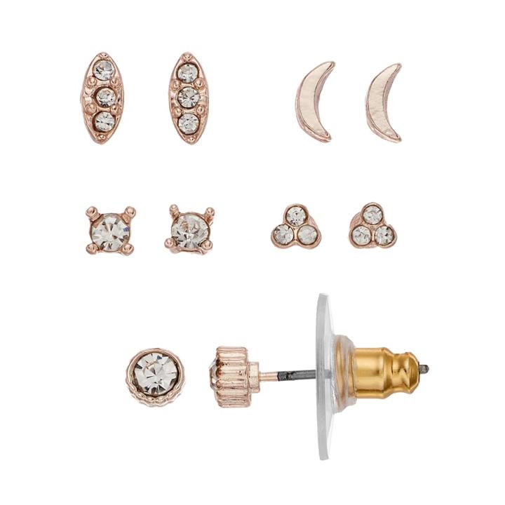 Lc Lauren Conrad Nickel Free Simulated Crystal Gold Tone Earring Set, Women's, Light Pink