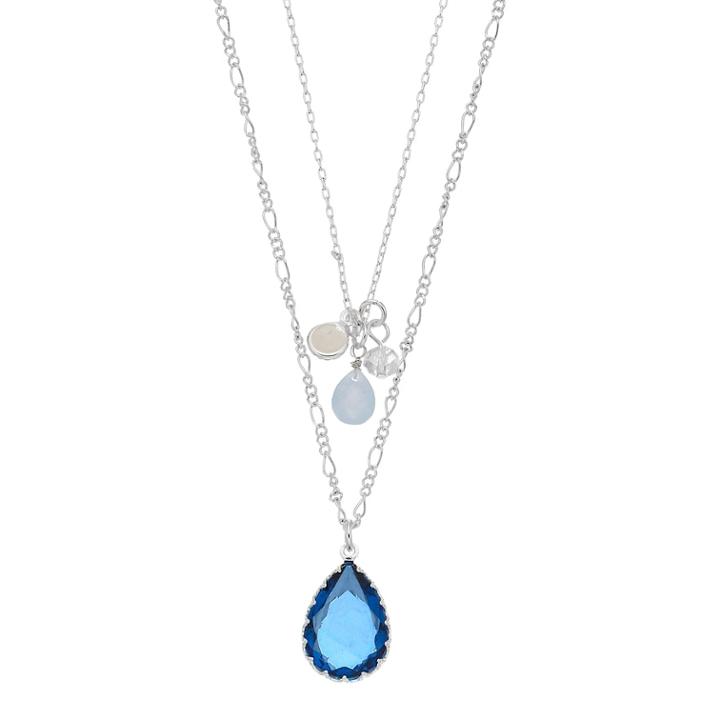 Lc Lauren Conrad Double Strand Simulated Crystal Teardrop Pendant Necklace, Women's, Blue