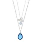 Lc Lauren Conrad Double Strand Simulated Crystal Teardrop Pendant Necklace, Women's, Blue