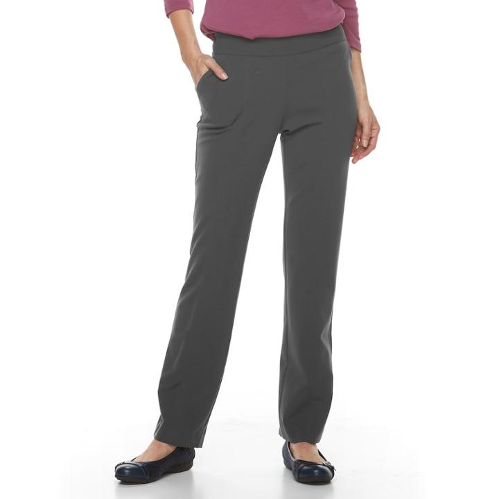 Women's Croft & Barrow&reg; Straight-fit Polished Pull-on Pants, Size: 16, Grey Other