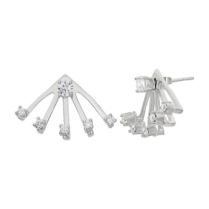 Cubic Zirconia Sterling Silver Drop Earrings, Women's, White