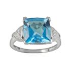 10k White Gold Swiss Blue Topaz And Diamond Accent Ring, Women's, Size: 7