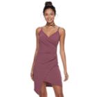 Juniors' Almost Famous Asymmetrical Faux-wrap Dress, Teens, Size: Large, Orange Oth