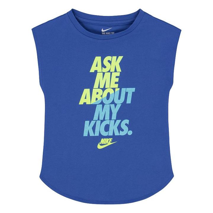 Girls 4-6x Nike Ask Me About My Kicks Graphic Tee, Girl's, Size: 6x, Med Blue