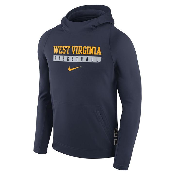 Men's Nike West Virginia Mountaineers Basketball Fleece Hoodie, Size: Large, Blue (navy)