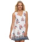 Juniors' Lily Rose Lace Yoke Necklace Shift Dress, Teens, Size: Medium, Ivory Navy Coral