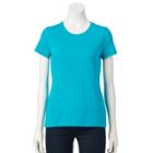Petite Croft & Barrow&reg; Classic Crewneck Tee, Women's, Size: Xs Petite, Turquoise/blue (turq/aqua)