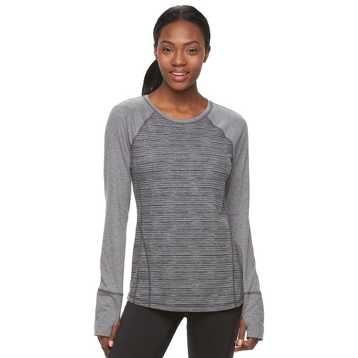 Women's Tek Gear&reg; Printed Raglan Layering Tee, Size: Large, Med Grey