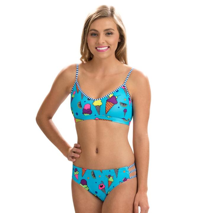 Women's Dolfin Strappy 2-piece Bikini Set, Size: Large, Dark Grey