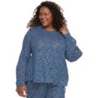 Plus Size Cuddl Duds Pajamas: Snow Days Long Sleeve Henley Top, Women's, Size: 2xl, Light Blue