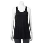 Juniors' So&reg; Mesh Back Racerback Tunic Tank, Teens, Size: Small, Black