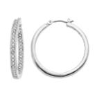 Chaps Inside Out Nickel Free Hoop Earrings, Women's, Silver