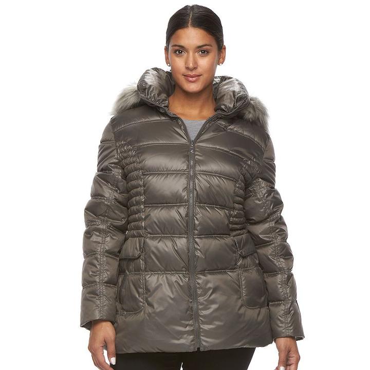 Plus Size Halitech Hooded Puffer Jacket, Women's, Size: 2xl, Grey
