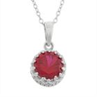 Tiara Lab-created Ruby Sterling Silver Pendant Necklace, Women's, Size: 18, Red