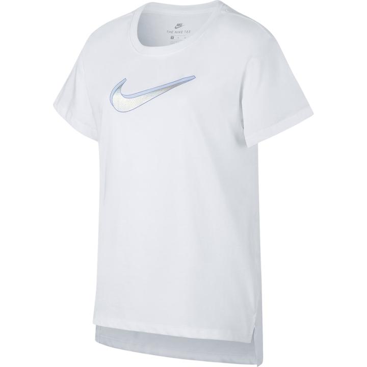 Girls 7-16 Nike Metallic Logo Short Sleeve Tee, Size: Small, White