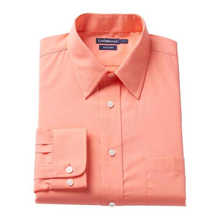 Men's Croft & Barrow&reg; Regular-fit Easy-care Point-collar Dress Shirt, Size: 15-32/33, Lt Orange