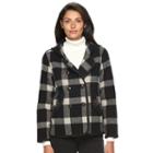Women's Woolrich Century Hooded Plaid Wool Blend Peacoat, Size: Large, Oxford