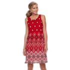 Women's Dana Buchman Print Mesh Overlay Tank Dress, Size: Large, Med Red