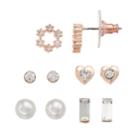 Lc Lauren Conrad Cubic Zirconia Heart & Wreath Nickel Free Stud Earring Set, Women's, Light Pink