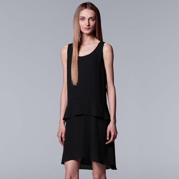 Women's Simply Vera Vera Wang Tiered Flounce Dress, Size: Xs, Black