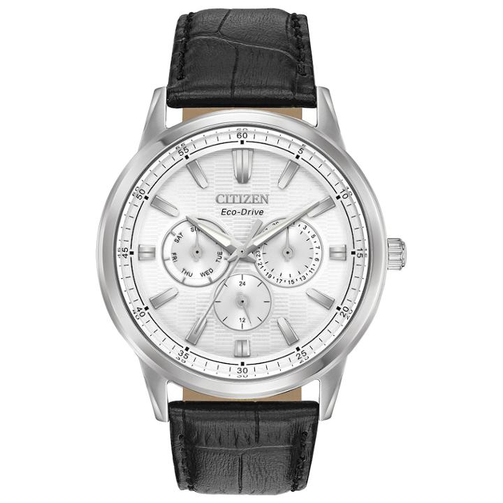 Citizen Eco-drive Men's Corso Black Leather Watch - Bu2070-04a, Size: Large
