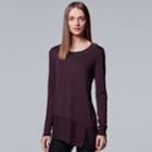Women's Simply Vera Vera Wang Asymmetrical Embellished Sweater, Size: Xs, Purple