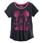 Disney's Mickey Mouse Girls 7-16 Big Head Glitter Graphic Tee, Girl's, Size: Small, Dark Grey