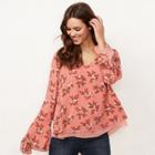 Women's Lc Lauren Conrad Layered Top, Size: Large, Orange