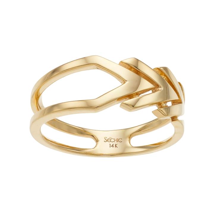 Sechic 14k Gold Chevron Ring, Women's, Size: 7, Yellow