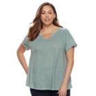 Plus Size Sonoma Goods For Life&trade; Splitneck Tee, Women's, Size: 2xl, Med Green