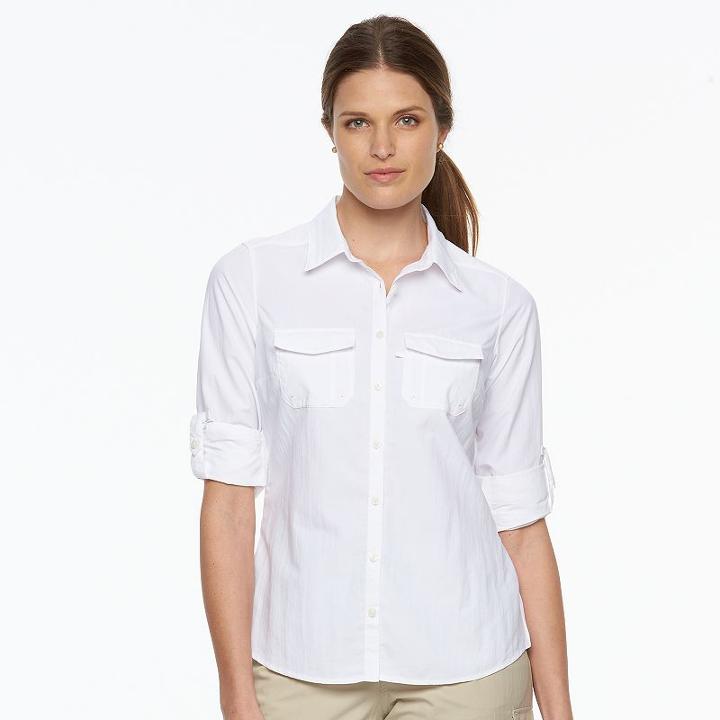Women's Columbia Amberley Stream Roll-tab Shirt, Size: Large, Natural