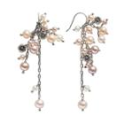 Lyric Sterling Silver Pink Cultured Freshwater Pearl And Diamond Accent Flower Cluster Drop Earrings, Women's, Multicolor