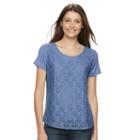 Women's Croft & Barrow&reg; Lace Tee, Size: Small, Blue (navy)