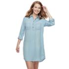 Juniors' So&reg; Utility Shirt Dress, Teens, Size: Medium, Light Blue