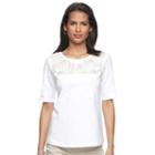 Women's Croft & Barrow&reg; Embroidered Yoke Tee, Size: Xl, Natural