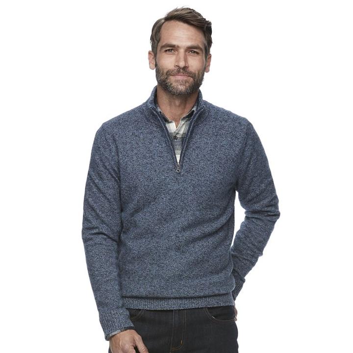 Men's Croft & Barrow&reg; True Comfort Classic-fit Quarter-zip Sweater, Size: Medium, Dark Blue