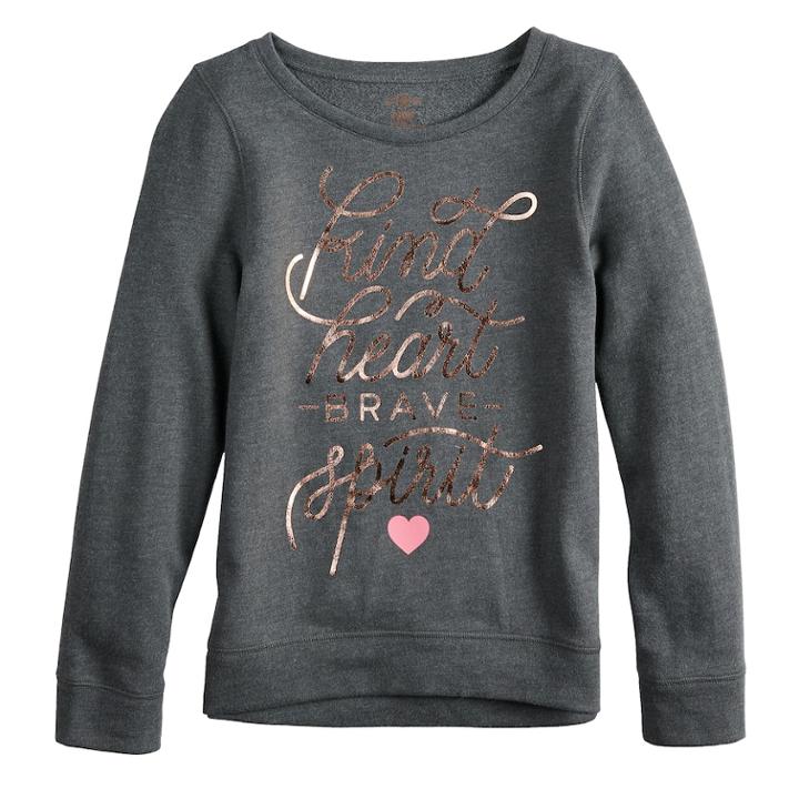 Girls 7-16 & Plus Size So&reg; Easy Crew Pullover Sweatshirt, Size: 18 1/2, Black
