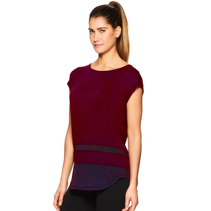 Women's Gaiam Naomi Mesh Trim Tee, Size: Xs, Purple