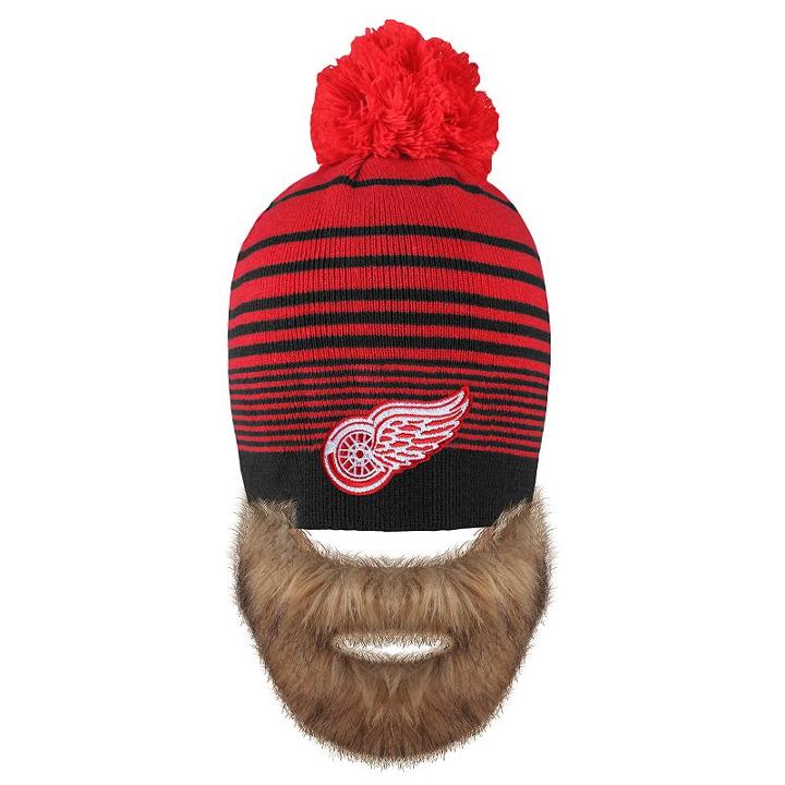 Adult Old Time Hockey Detroit Red Wings Bearded Beanie, Men's
