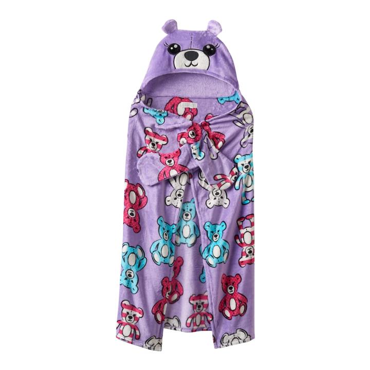 Girls 4-16 Komar Animal Hooded Fleece Wrap, Lt Purple